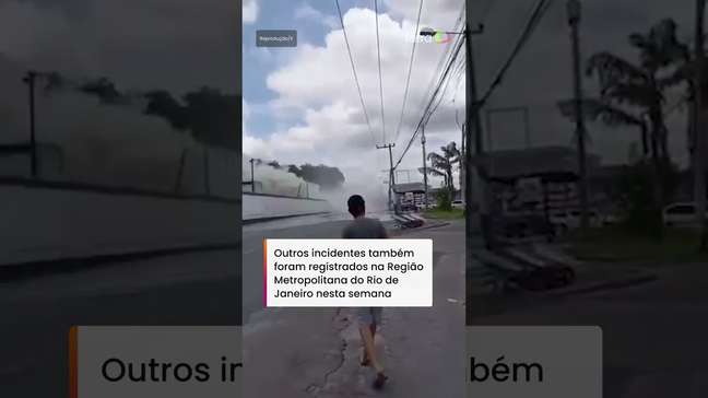 Vídeo mostra momento do estouro de tubulação que alagou ruas e arrastou carros no RJ #shorts
