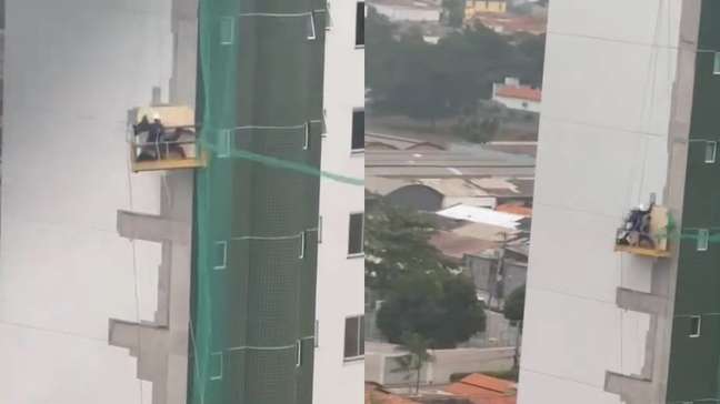 Vídeo flagra trabalhadores presos em andaime durante chuva com ventania no Maranhão
