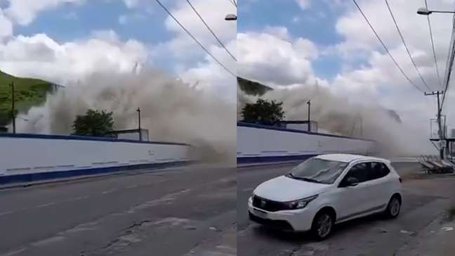Vídeo mostra momento do estouro de tubulação que alagou ruas e arrastou carros no RJ