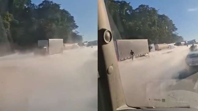 Engavetamento com caminhões e ônibus causa vazamento de gás e deixa um morto na rodovia Fernão Dias