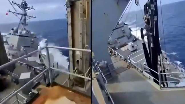 Susto em alto mar: vídeo mostra colisão entre navios de guerra dos EUA no Caribe