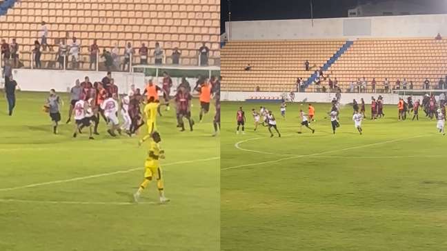 Torcedores invadem gramado e agridem jogadores do Moto Club na semi do estadual do Maranhão