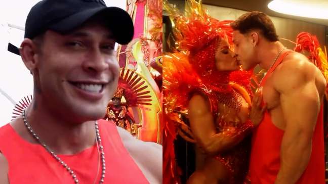 Campeão do Olympia, Ramon Dino se emociona com 1º desfile da namorada no carnaval de SP