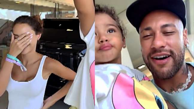 Neymar elogia look de Bruna Biancardi no carnaval em vídeo com Mavie: ‘Mamãe estava toda linda’