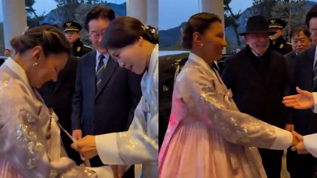 Janja usa traje tradicional coreano em jantar oficial com presidente da Coreia do Sul