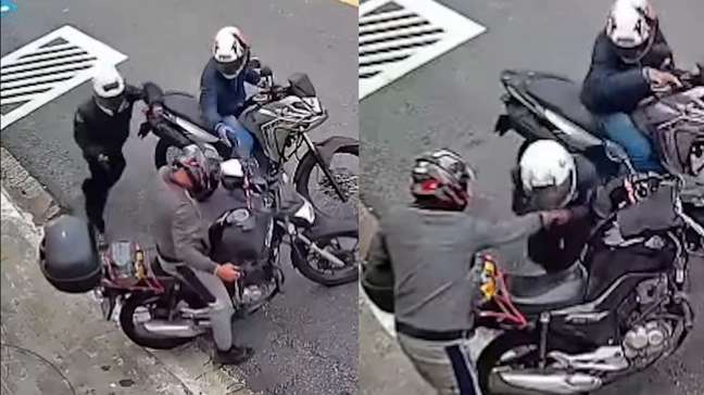 Vídeo mostra criminoso cuspindo no dedo de vítima para retirar aliança durante assalto em SP