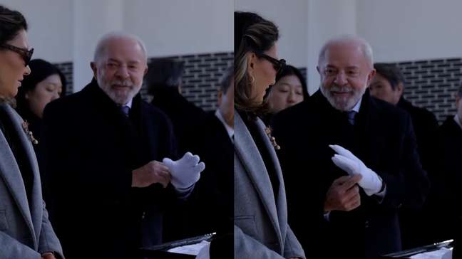 Lula recebe luva com quatro dedos durante viagem à Coreia do Sul e se surpreende