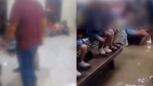 Vídeo mostra crianças sobre mesas após escola ser alagada por temporal no RJ