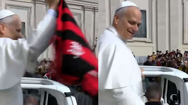 Papa Leão XIV recebe camisa do Flamengo e se confunde: ‘É do Milan?’
