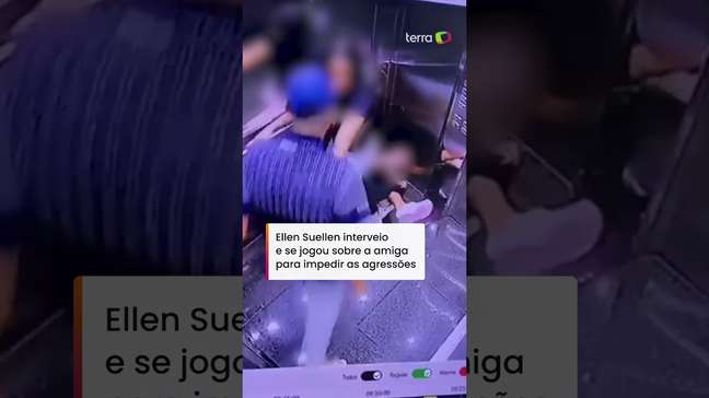 Amiga protege mulher de agressões de ex-companheiro em elevador #shorts
