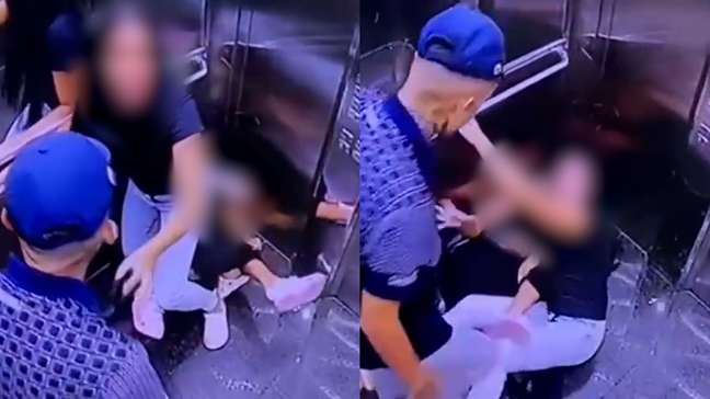 Amiga protege mulher de agressões de ex-companheiro em elevador
