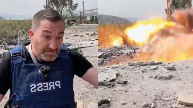 Repórter de TV russa escapa por pouco de ser atingido por míssil israelense no Líbano