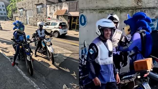 Policiais abordam ‘Sonic’ entregador no RJ e divertem internautas
