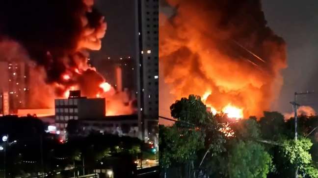 Incêndio de grandes proporções em distribuidora de tintas na Grande SP; veja vídeo
