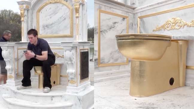 Privada de ouro é instalada em monumento dos EUA como crítica às reformas de Trump na Casa Branca