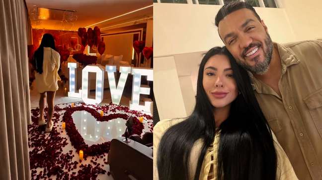 Belo faz surpresa romântica para celebrar aniversário de namoro com Rayane Figliuzzi