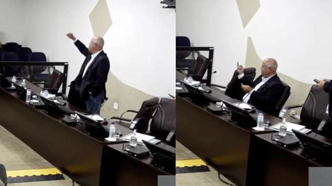 Vereador mostra dedo do meio a grevistas durante sessão em Câmara no interior de SP