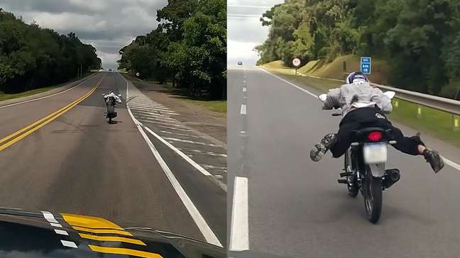 PRF flagra motorista fazendo manobra ‘Superman’ em rodovia de SC