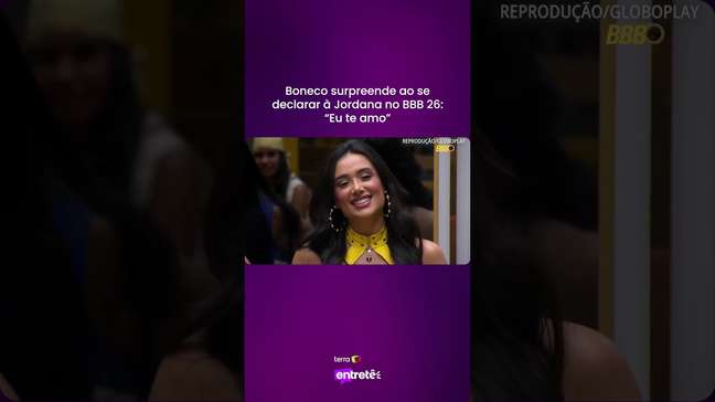 Boneco surpreende ao se declarar à Jordana no BBB 26: "Eu te amo" #shorts