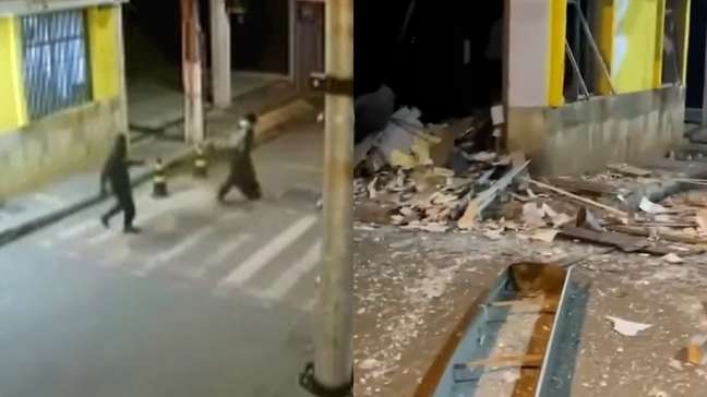 Vídeo registra ação de criminosos em explosão de banco no interior de MG