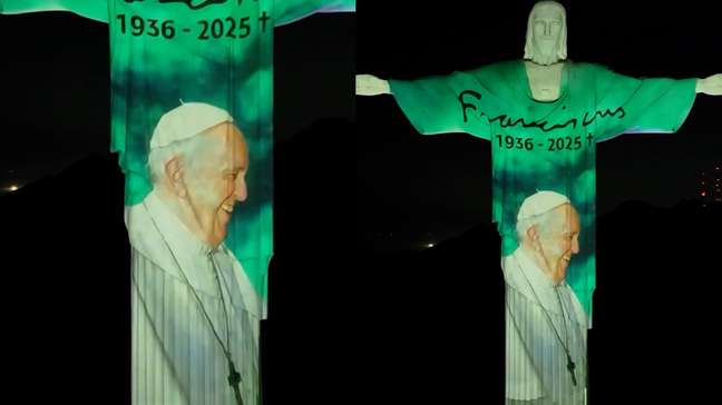 Um ano sem papa Francisco: Cristo Redentor recebe iluminação especial em sua memória