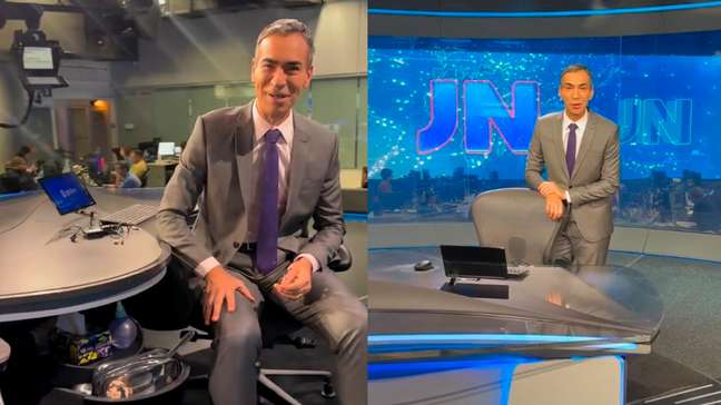 César Tralli mostra como é atrás da bancada no JN: ‘Não tem nenhuma gaveta com bermuda’