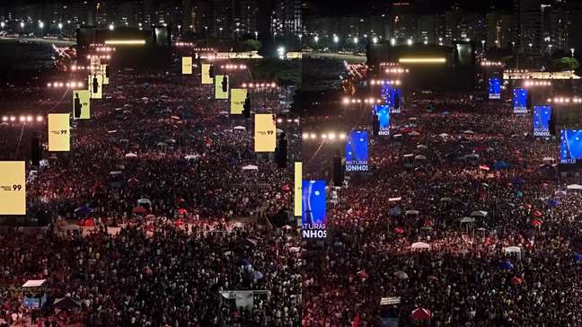 Imagens aéreas mostram praia de Copacabana completamente lotada em show de Shakira