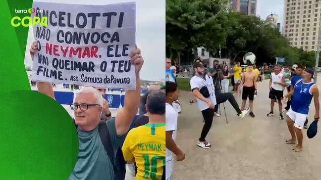 Pré-convocação tem 'roda de altinha' e cartazes pedindo para Ancelotti não levar Neymar para Copa