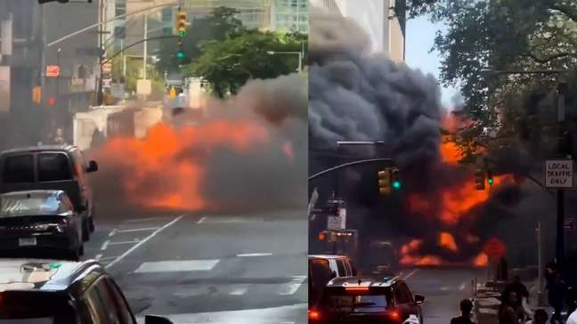 Carro explode próximo ao Touro de Wall Street em Nova York