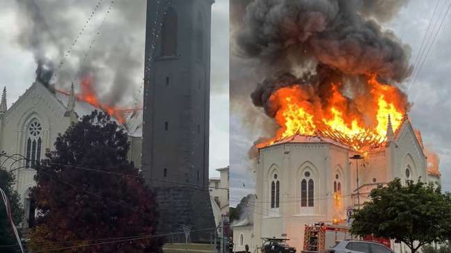 Incêndio atinge igreja centenária na Serra Gaúcha