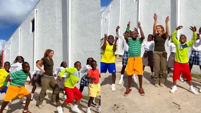Shakira dança com crianças de Uganda após convidá-las para se apresentar na final da Copa do Mundo