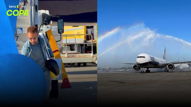 Com novo ‘batismo’ em avião, Seleção Brasileira desembarca nos EUA; veja