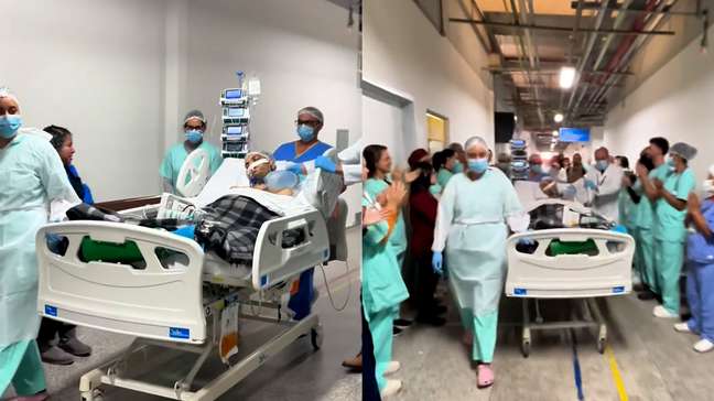 Funcionários de hospital fazem corredor de aplausos a doador de órgãos em Betim (MG)