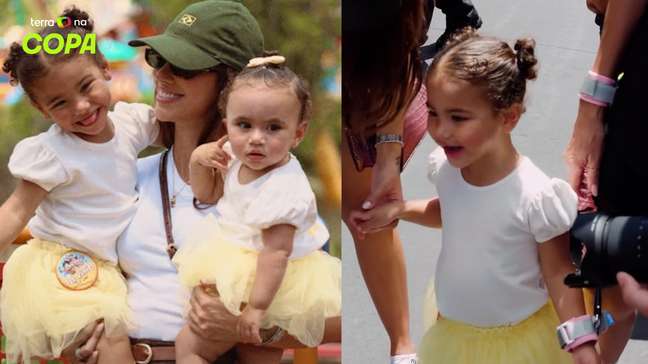 Filhas de Neymar visitam a Disney 'uniformizadas' antes de jogo do Brasil na Copa do Mundo