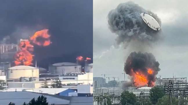Ataque de drone atinge refinaria em Moscou, causa incêndios e nuvem de fumaça gigante