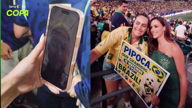 Bruna Biancardi é 'tietada' e faz videochamada com Neymar durante Brasil x Haiti