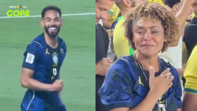 Mãe de Matheus Cunha se emociona na arquibancada com gols do filho contra o Haiti