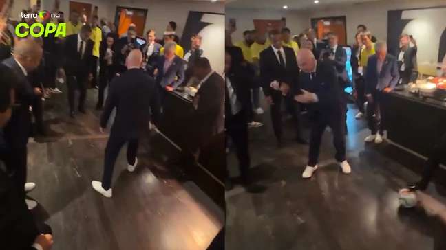 Cafu, Kaká, Roberto Carlos: lendas da Seleção fazem Infantino 'sofrer' em roda de bobinho