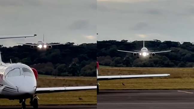 Avião 'desce de lado' após fortes ventos em aeroporto