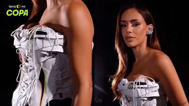 Bruna Biancardi surge com look feito de chuteiras para jogo do Brasil na Copa do Mundo
