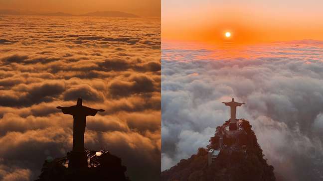 Fotógrafo registra Cristo Redentor sobre ‘tapete de nuvens’ no Rio de Janeiro