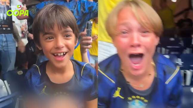 Davi Lucca e filho de Everton Ribeiro vibram com gol da virada contra o Japão 