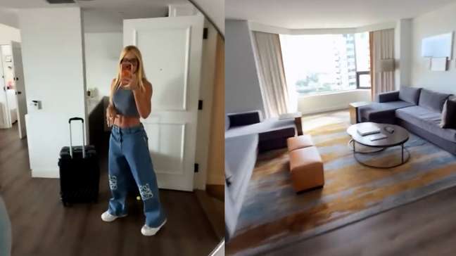 Virginia chega ao Texas para assistir jogo do Brasil e faz tour por quarto de hotel de luxo