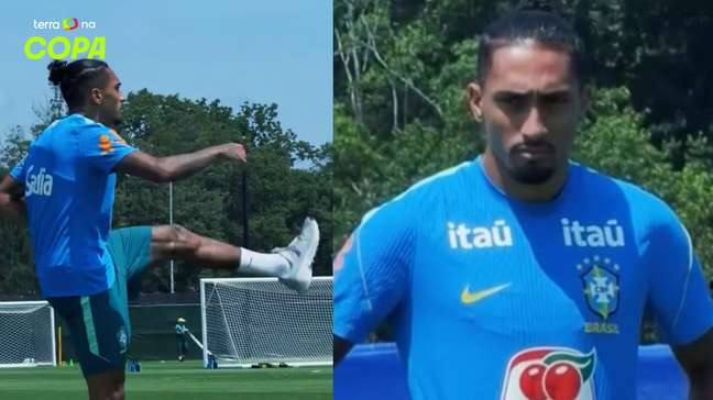 Raphinha aparece pela primeira vez treinando no gramado após se lesionar durante a Copa
