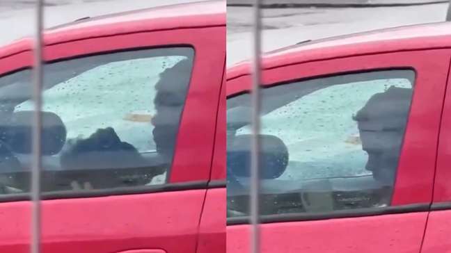 Padrasto é flagrado agredindo enteado com celular e puxões dentro de carro em SC