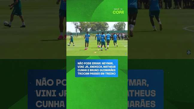 Neymar, Vini Jr., Endrick, Matheus Cunha e Bruno Guimarães trocam passes em treino #shorts