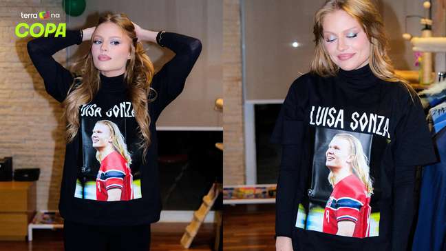 Luísa Sonza usa camisa com foto de Haaland e brinca: 'Prometo jogar mal no domingo'
