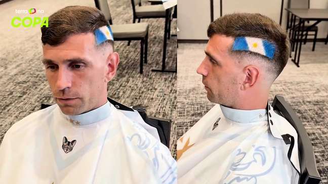 Dibu Martínez pinta bandeira da Argentina no cabelo antes de partida contra Cabo Verde: 'Identidade'