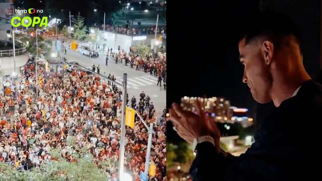 Cristiano Ronaldo leva torcida ao delírio ao celebrar classificação na varanda de hotel