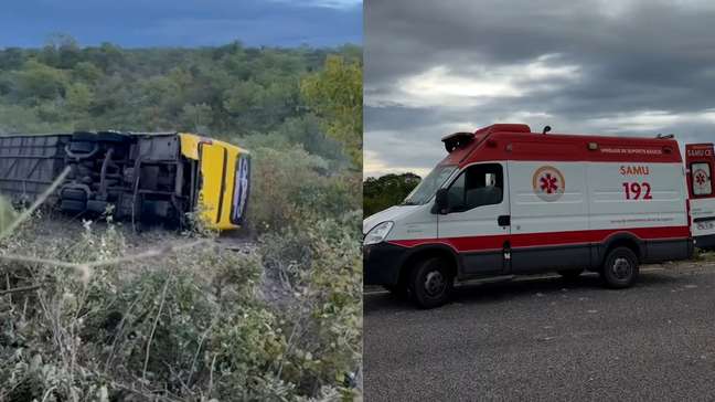 Ônibus com romeiros tomba, deixa dezenas de feridos e ao menos dois mortos no Ceará